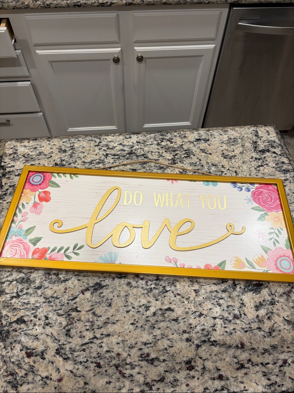 Do What You Love Floral Wall Sign - Gold metal Frame
